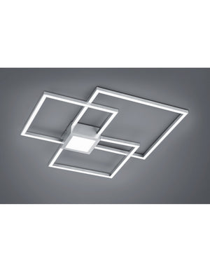 Plafoniera Hydra 3 Quadrati Led 38w Nichel L65 cm Dimmerabile Trio Lighting