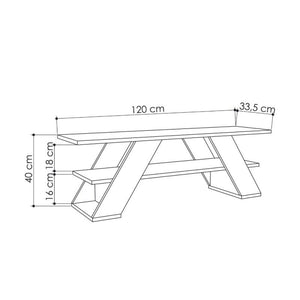 Porta TV aperto 2 ripiani FARFALLA  bianco 120x33,5x40 h cm