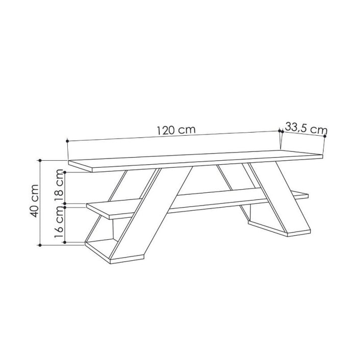 Porta TV aperto 2 ripiani FARFALLA  bianco 120x33,5x40 h cm