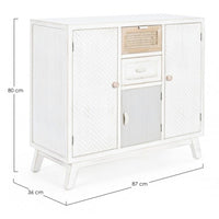 Credenza tre ante due cassetti in legno Bianco CLOTILDE 87x36x h80 cm