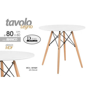 Tavolo tondo moderno urban industrial bianco  cm 80