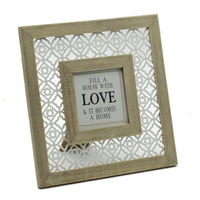 Table photo frame in wood and white metal squared cm24x1h24