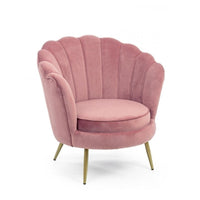 Poltrona retro in velluto rosa pavone cm 80 x 76 x 84 h