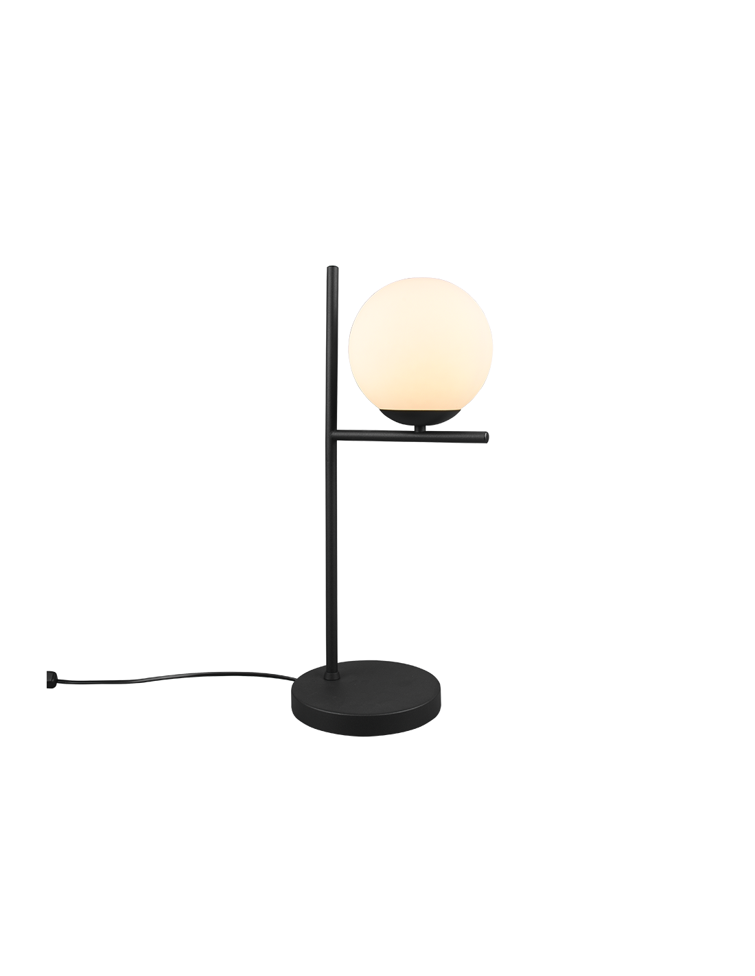 Lume Da Tavolo Nero Con Sfera Vetro Bianco Pure Trio Lighting