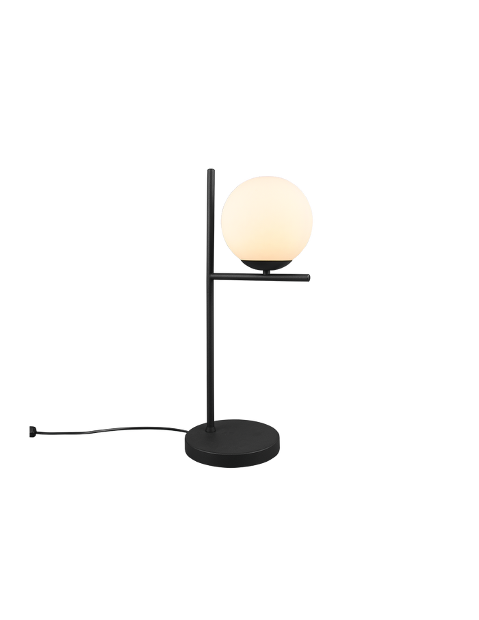 Lume Da Tavolo Nero Con Sfera Vetro Bianco Pure Trio Lighting