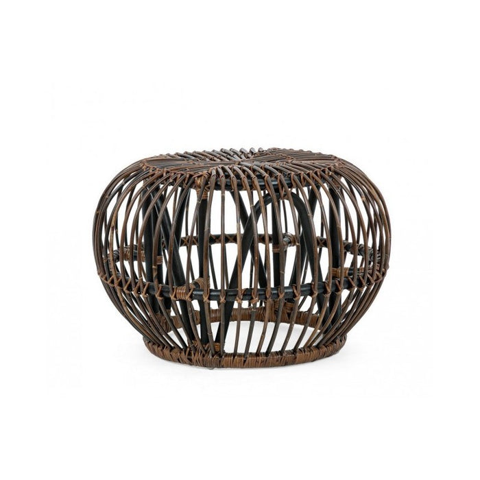 Tavolino Pouf per esterno in rattan Marrone DORADAL diametro 65x h44 cm