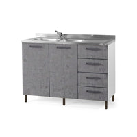 Sottolavello da cucina grigio cemento con cassettiera DX Cm 120x50xH 85