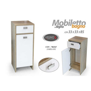 Mobile bagno bianco rovere 1 anta cm 33 x 33 x 85 salvaspazio