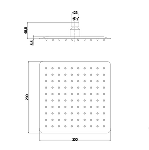 Soffione doccia quadrato 20x20 in acciaio cromato