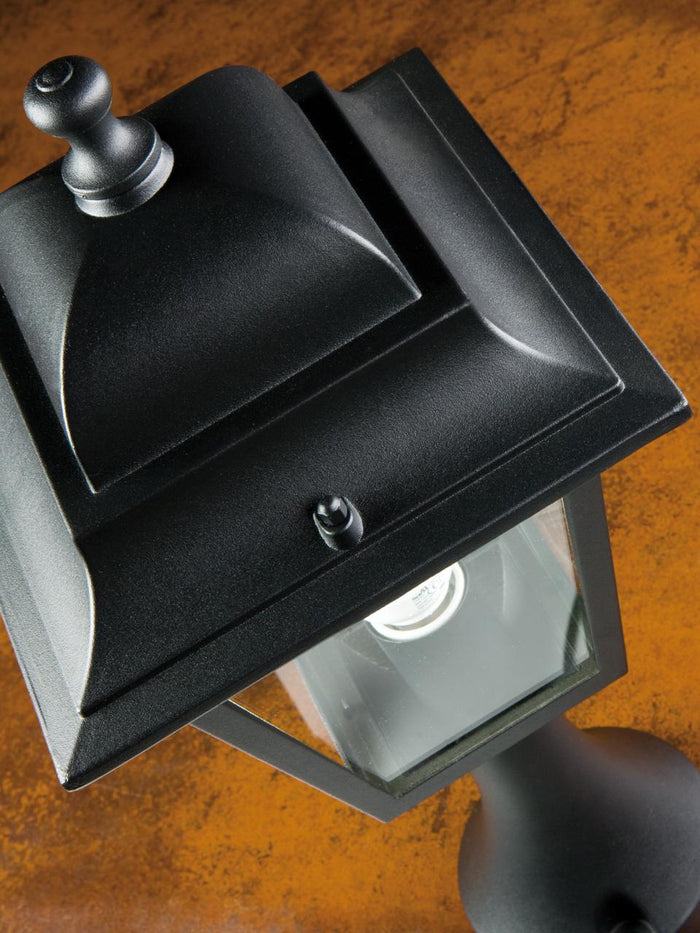 Lampada da esterno in alluminio pressofuso con diffusori in vetro trasparente nero