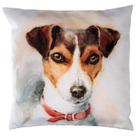 Cuscino tessuto con cane bianco cm43x43