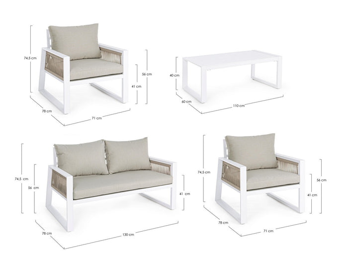 Set salotto giardino Captiva bianco