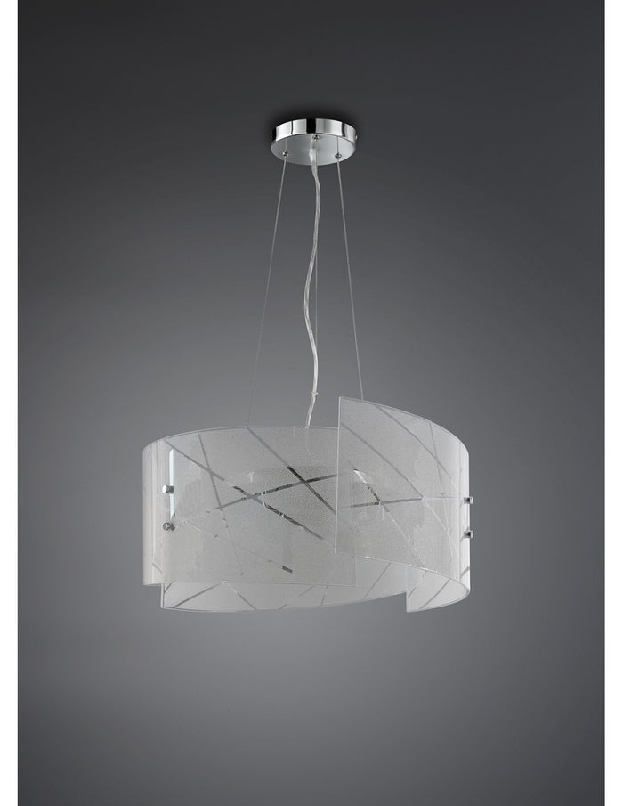 Sospensione Sandrina Vetro Graniglia Bianco 3xE27 Ø50 cm Trio Lighting