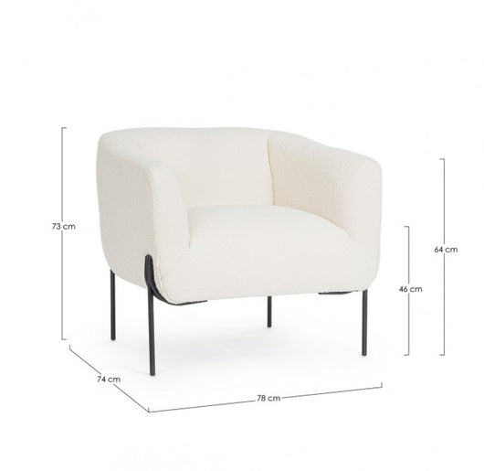 Poltrona Claudine bianco bouclé 78x74x73