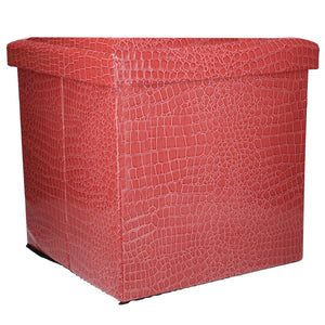 Puff ecopelle rosso quadro cm30x30h30