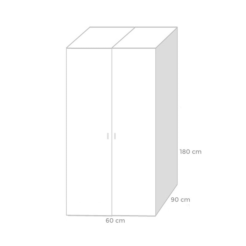 Armadio componibile per camera da letto 2 ante Bianco Cm 90x60xH 180