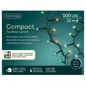 Luci natalizie Kaemingk 11 m - Multicolor e Bianco Caldo - Effetto Scintillio