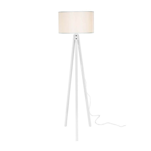 (2c) Lampada a piantana treppiedi in legno e tessuto Bianco RODI 36x h136 cm EFFEZ