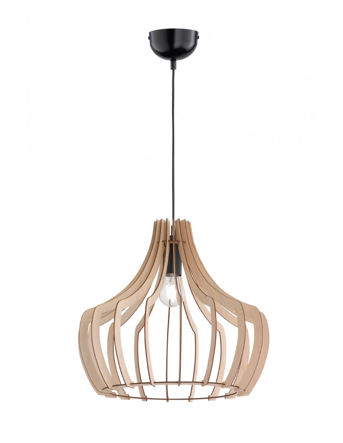 Sospensione Wood 1xE27 Campana Listelli Legno Naturale Ø44 cm Trio Lighting