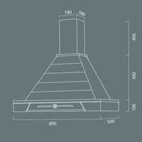 Cappa aspirante JINNY in acciaio inox silver e cornice in legno intarsio colore cenere cm 90