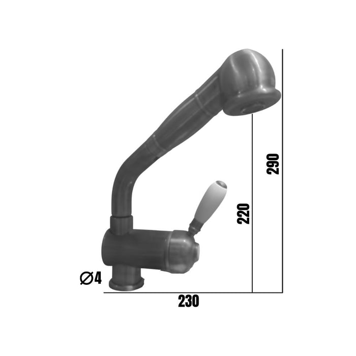 Miscelatore da cucina con doccetta estraibile, finitura rame antico, 29x23x4 cm