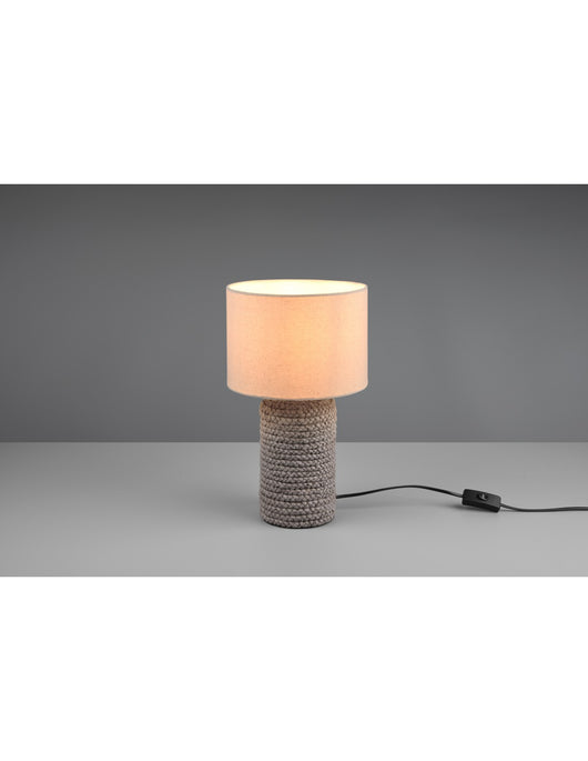 Lampada Da Tavolo Moderna Ceramica E Tessuto Beige Mala Trio Lighting