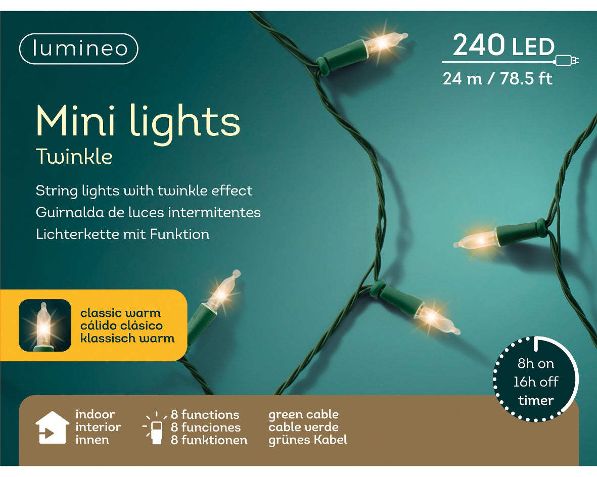 Luce LED Mini con 8 Funzioni di Effetto Sfavillio per Uso Interno L 2390 cm