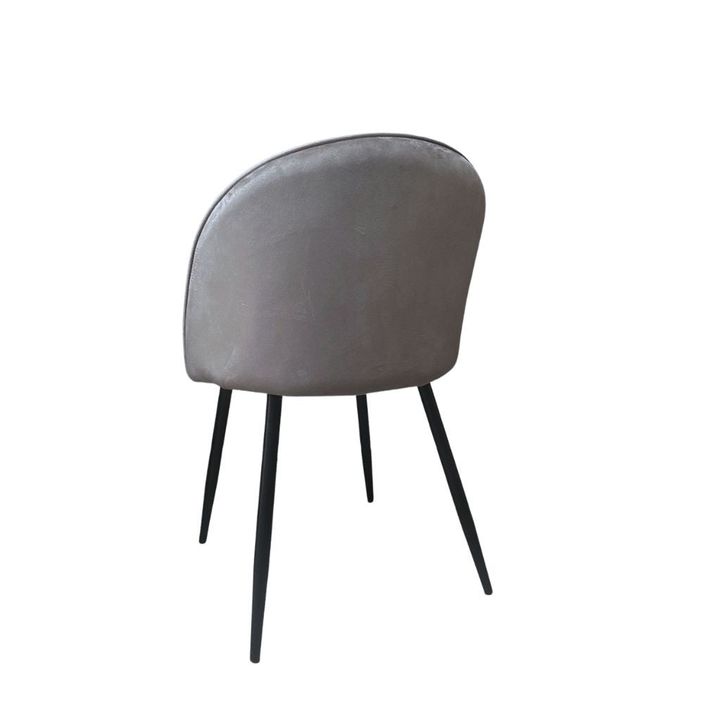 Sedia in Tessuto Grigio con Gambe in Metallo Nero  78x47x57 cm