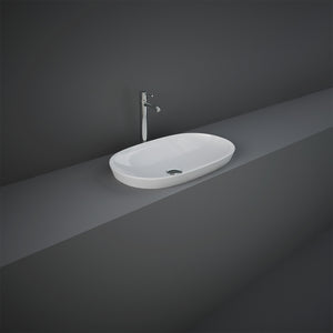 Lavabo incasso ovale allungato senza foro 60x36 cm, bianco