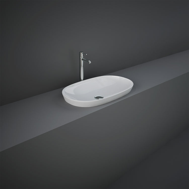 Lavabo incasso ovale allungato senza foro 60x36 cm, bianco