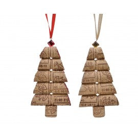 Appendino albero in sughero per decori natalizi  2x7x h12 cm pz 1