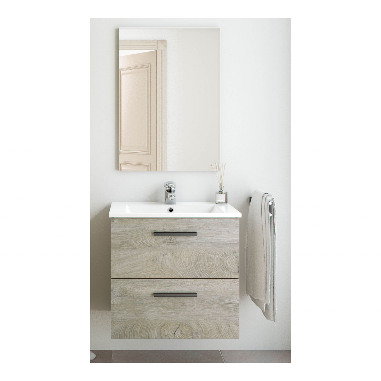 Mobile Bagno 2 Cassetti Cm.60 Kit