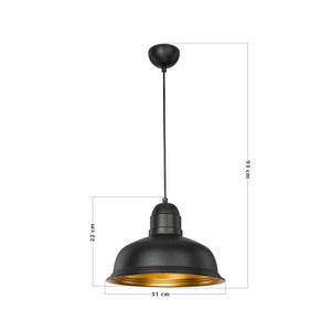 Lampada a sospensione Kumbet MDL3053 metallo nero interno oro EFFEZ