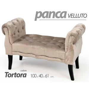 Panca in velluto tortora seduta comoda arredo design cm 100x 40 x 61 h