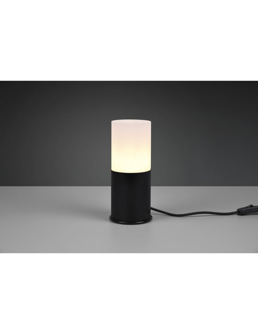 Lumetto Cilindrico Robin Metallo Nero Vetro Bianco Trio Lighting