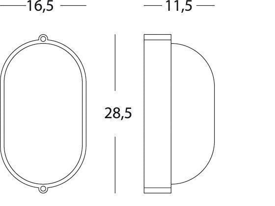 Plaf.Grande E27  linea industriale ovale  nero