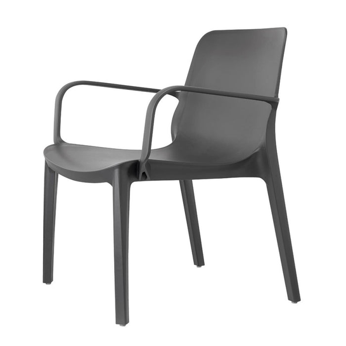 Sedia con Braccioli Ginevra Lounge Tortora - Tecnopolimero rinforzato con Fibra di vetro - Altezza seduta 43 cm - Uso interno/esterno - Impilabile