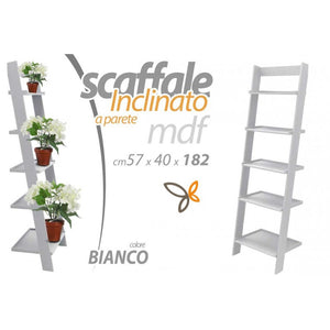 Scaffale inclinato a parete bianco in mdf portapiante cm 57 x 40 x 182 h