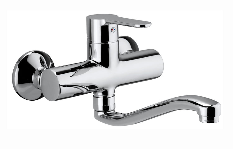 Miscelatore lavabo a muro linea blu cromo