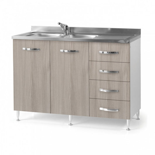 Sottolavello per cucina olmo 2 ante con cassetti DX Cm 120x50xH 85