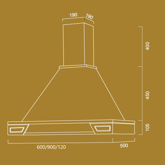 Cappa cucina rustica bianca GINEVRA con cornice in legno intarsio colore cenere cm 60