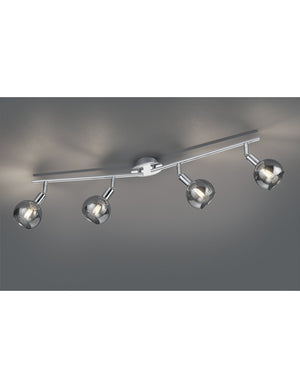 Faretto Spot Da Soffitto Brest Cromo 4 Vetri Fumé Trio Lighting