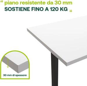 Scrivania Regolabile in Altezza Standing Desk Con 4 Altezze Display Integrato (150x69 cm) Bianco Laccato e Nero