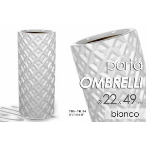 Portaombrelli in ceramica bianco design   cm 22 x 49 h