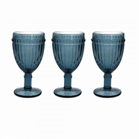 Set 3 calici blu 310 cc Dorico in vetro blu