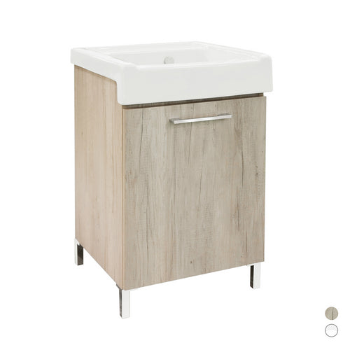 Mobile lavatoio con lavabo in ceramica - Bianco classico 50x50 cm