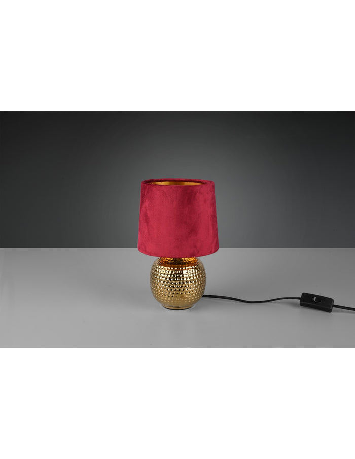 Lampada Tavolo Sophia Ceramica Oro E Paralume Velluto Rosso Ø16 cm Trio Lighting