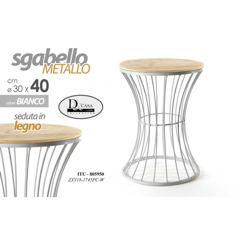 Set sgabelli bianco stile urban in metallo seduta legno