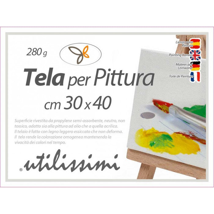 Tela per pittura con telaio quadro cm 30  x 40 gr 280