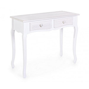 Consolle shabby in MDF due cassetti Bianca CHARELENE L 90x40x h78 cm